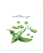 "Sweet Like a Pea" Watercolor Poster Wall Art Print Premium Quality