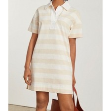 NWT Everlane Size XS Organic Cotton Polo Dress Dress Mini Tan Beige White Preppy