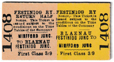 FESTINIOG RWY.      BLAENAU JCT.   - MINFFORD JCT.      1. Cl.  Rundreise
