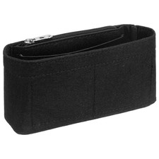 Purse Organizer Insert, Felt Handbag Shaper with Zipper, 7.5"x2"x4", Black