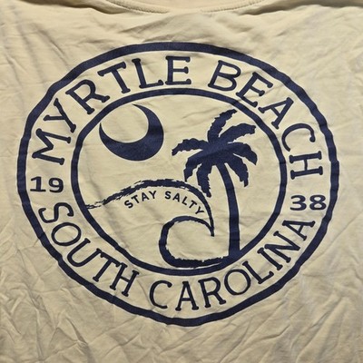 Myrtle Beach South Carolina SC Yellow Tee T-Shirt Adult Men's Size L Large