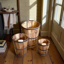 Secchi In Legno Vintage, Vecchi Secchi In Legno Intagliati A Mano Per Il Bagno