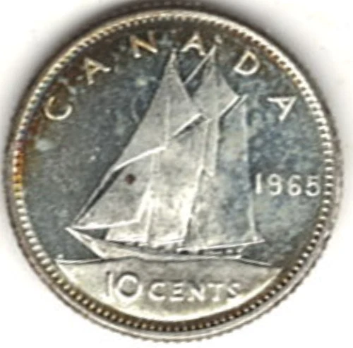 1965 SILVER CANADA TEN CENTS ~ PROOF LIKE SURFACES ~ SEE THE SCAN       stkPL-11