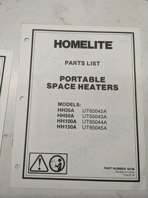 #ad HOMELITE PARTS LIST BOOK MANUAL CATALOG HH 35 50 100 150 A SPACE HEATER $10.80
