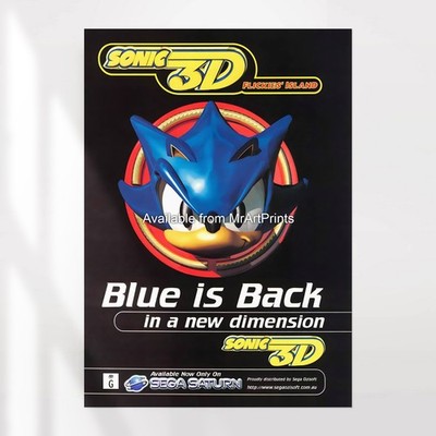 SONIC 3D Sega Saturn POSTER Retro Videospiel Werbung Werbung Kunst A4 A3 A2 A1