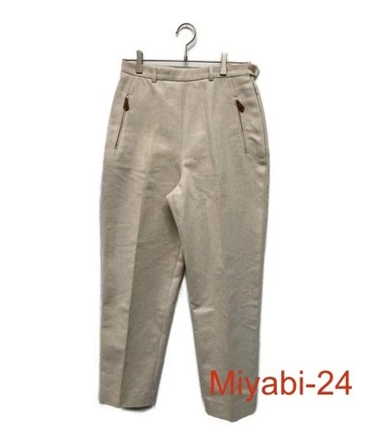Hermes Ivory Cotton Pants XL Women's Casual Trousers, Pre-Owned