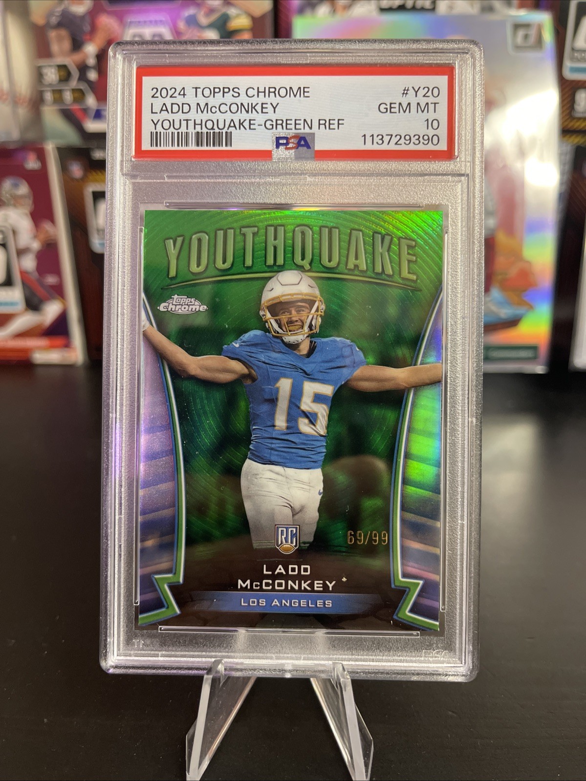 Ladd McConkey Topps Chrome Youthquake #Y20 Green Refractor