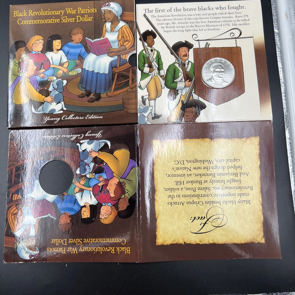 1998 S Crispus Attucks 1776 War Patriot Silver Dollar Coin Young Collector's - Image 2 of 4