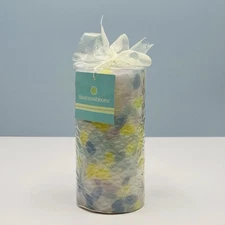 Colorful Pebbled Pillar Candle Abstract Design - Unused, Retired, New Old Stock