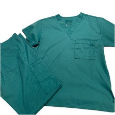 WonderWink WonderWork XS Green Scrub Set Short Sleeve Top  Long Pants