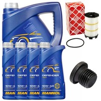 MotoröL Filter Set Mannol 10W-40 API SN 9 Liter + Schraube FüR Audi A5 A6 4.2
