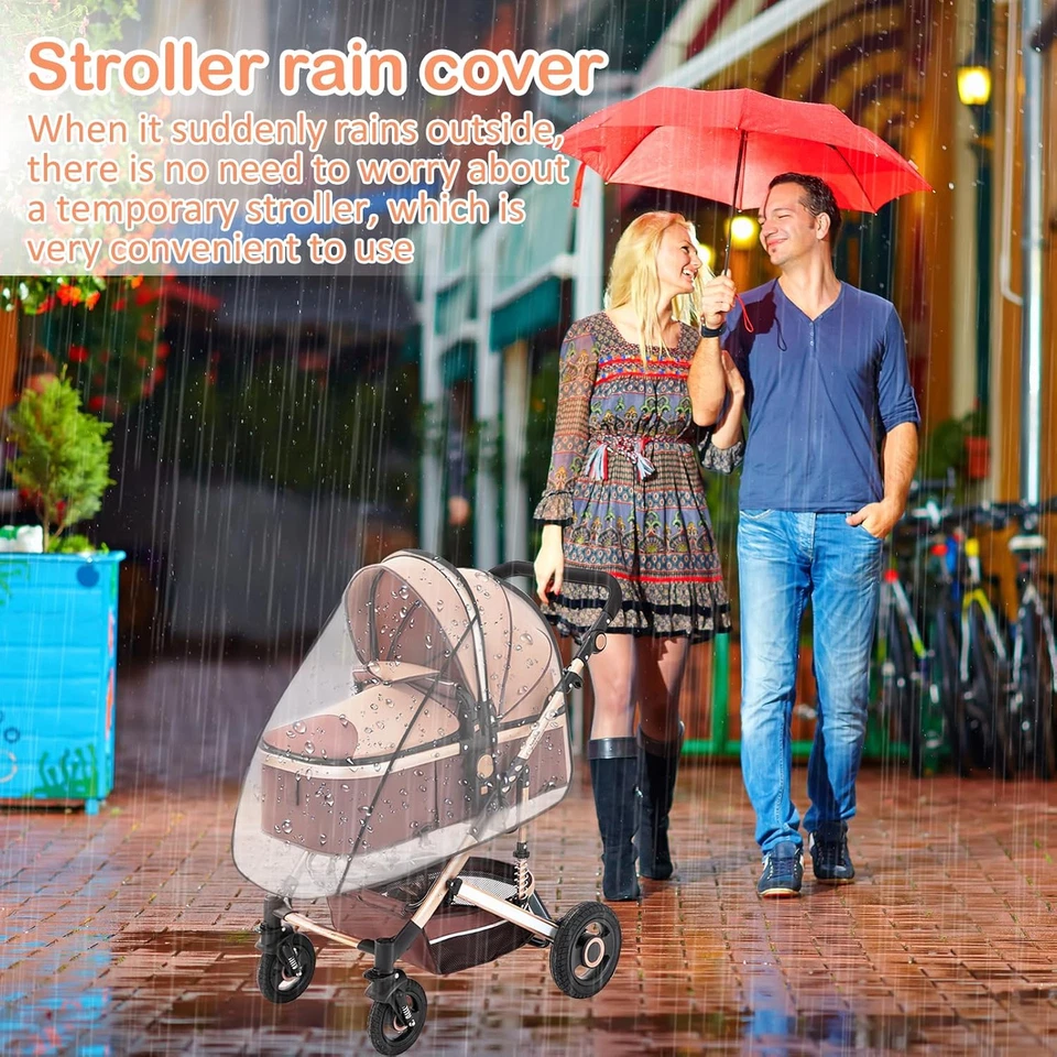 Parapioggia Passeggino Universale, Copertura Antipioggia Trasparente per Passegg - Immagine 2 di 4