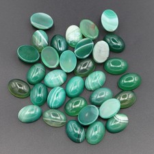 30pcs Natural Green Agate Stone 13x18mm Oval Cab Cabochon DIY Jewelry No Holes