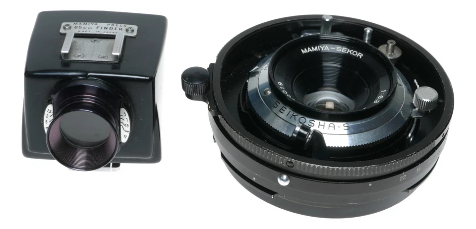 Prensa universal Mamiya-Sekor 1:6,3 f=65 mm gran angular con buscador raro 6,3/65 mm Foto 4 de 4