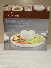 Chip And Dip With Reversible Cake Plate By Crofton. New In Box