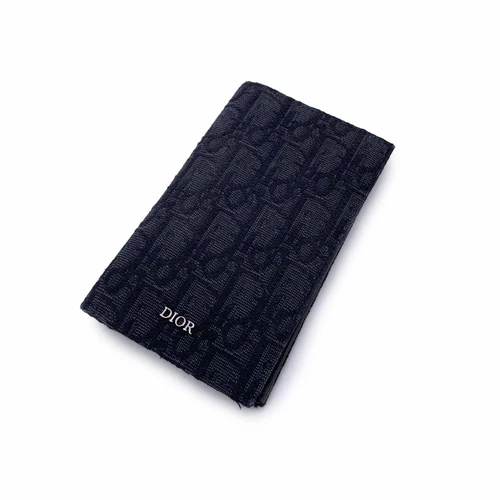 Porte cartes vertical bi pli toile jacquard noire Christian Dior