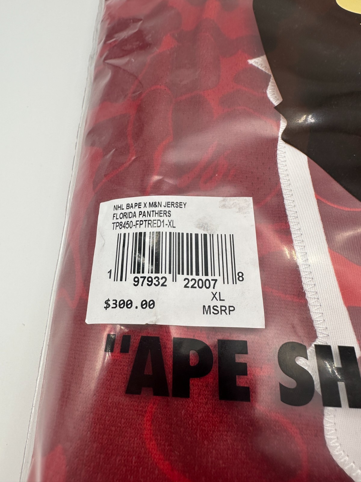 BAPE x Mitchell & Ness NHL Florida Panthers Mesh Hockey Jersey Red Mens NEW Seal thumbnail 2