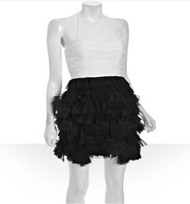 NEW ALICE + OLIVIA black and white silk blend 'Stacey' poof skirt DRESS 8 $605 