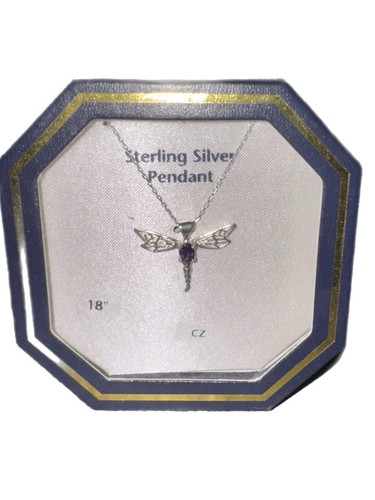 Sterling Silver 925 Dragonfly Pendant Necklace New in Box - Picture 2 of 3