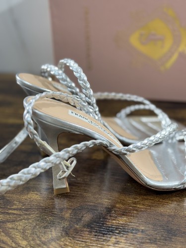 Francesco Sacco Sandalo Donna Luxury Handmade In Pelle Argento 41 - Foto 5 di 7