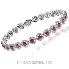 8.15ct F VS Round Brilliant Diamond and 5.65ct Ruby Bracelet in 18ct White Gold