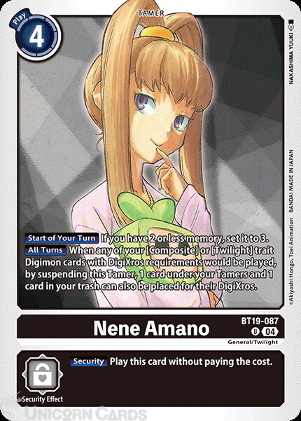 BT19-087 Nene Amano : Uncommon Digimon Card : BT18-19: Special Booster Ver.2.0