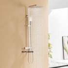 Auralum Colonne de Douche Thermostatique Hauteur Réglable chromé Pommeau 25x25cm