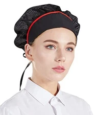  3pcs Chef Hat Elastic Kitchen Food Service Hat Hair Nets Mesh CF9070 Blacknet