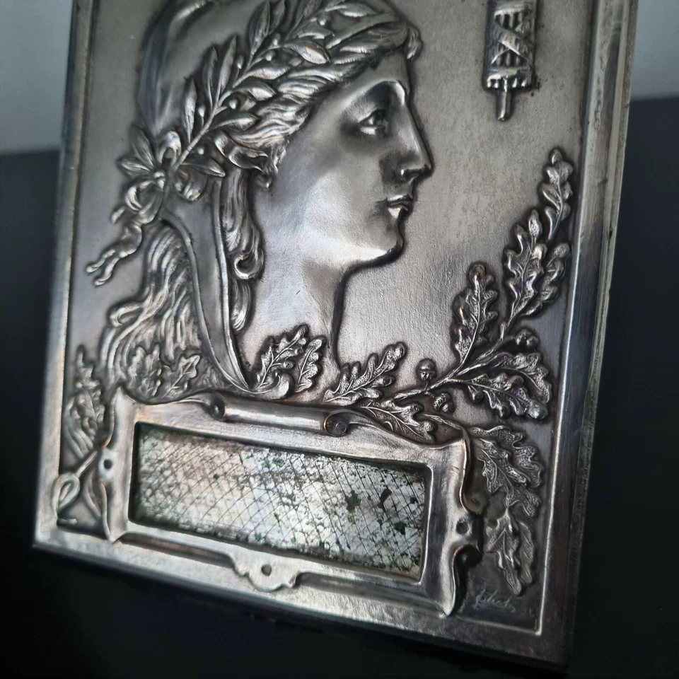 Cadre Ancien en Bronze Argenté Marianne République Française France 1900 Signé - Photo 3/4