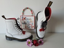 Dr Martens Bentley II 1460 red heart white 8 eye boots UK4 EU37 US6 Wedding