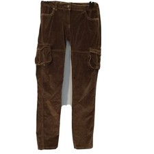 Gaialuna Pretty Girl Pants Size 40 Brown Velevet Streth Waist Skinny Side Pocket