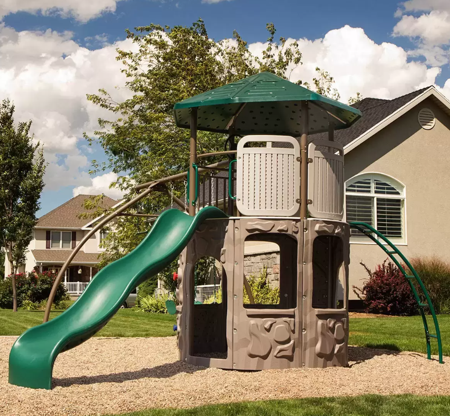 Outdoor Kids Playhouse Children Slide Swing Set Large Climbing