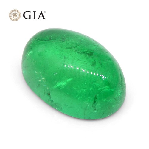 7.54ct Oval Cabochon Green Emerald GIA Certified Colombia - Picture 2 of 16