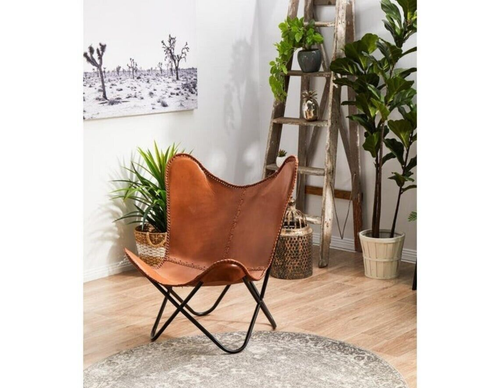 Silla Plegable Mariposa De Cuero De Búfalo Para Sala De Estar - Imagen 3 de 14