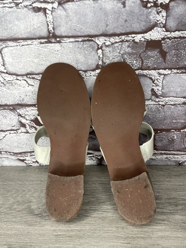 Brass Plum Shoes White Leather Strappy Block Heel Sandals Women Sz 6.5M US/37EU - Picture 17 of 20
