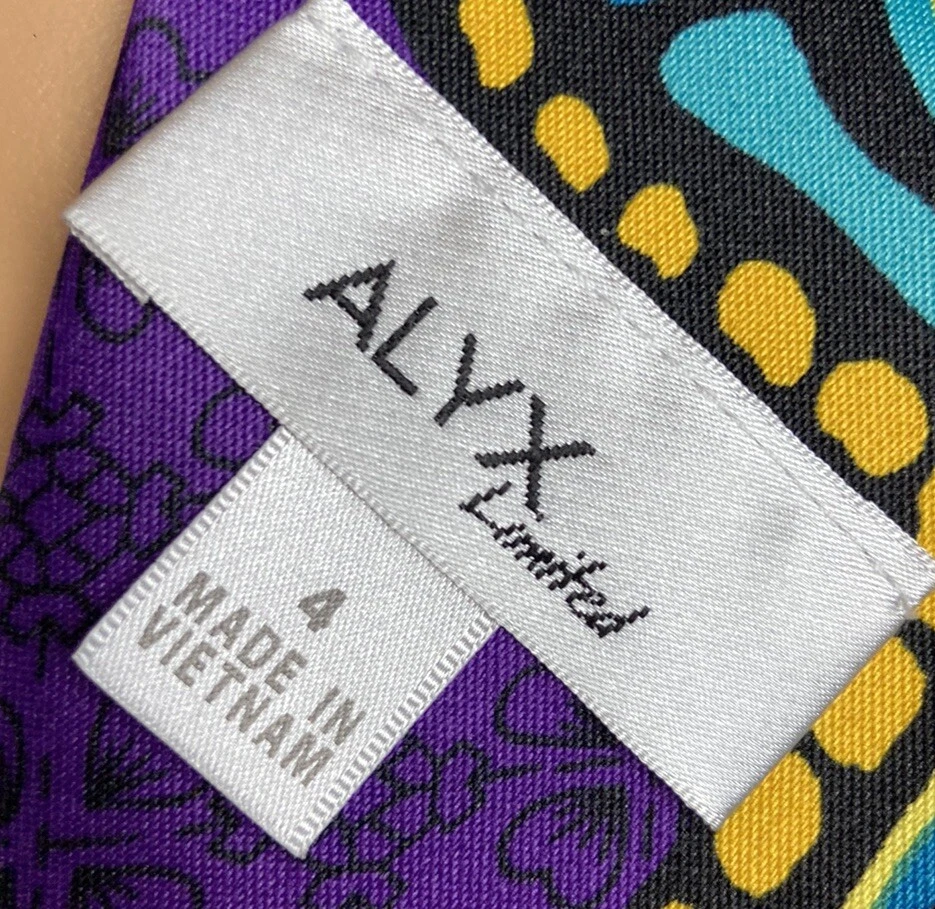 Abito Alyx Limited viola blu giallo paisley senza maniche floreale con zip taglia 4