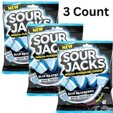 Sour Jacks Blue Raspberry Candy 3 Bags Chewy Sour Gummy Wedges Christmas Sale