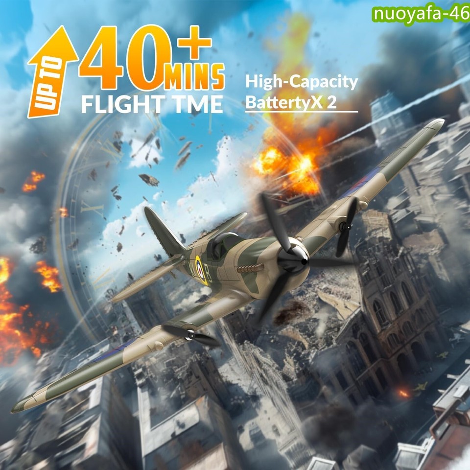 Aereo Radiocomandato Volantex Spitfire 2.4G 3CH – RTF, Caccia Acrobatico In Schiuma