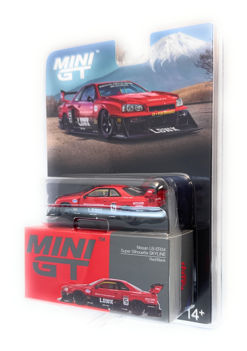 ミニカー Mini gt Nissan LB-ER34 super silhouette Mini GT 1:64 LBWK Nissan LB-ER34 Super Silhouette Red/Black