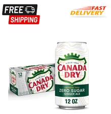 Canada Dry Zero Sugar Ginger Ale Soda, 12 fl oz cans, 12 pack....