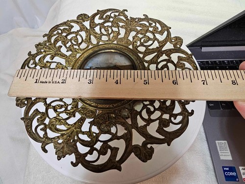 Antik Vintage Messing verziert Jugendstil Shakespeares Haus Tazza Kompott/Kuchen Tablett - Bild 11 von 11