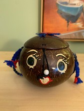 HANDMADE 5"x5" COCONUT PURSE, UNKNOWN LOCATION OF ORIGIN