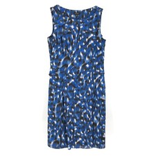 Ann Taylor Womens Dress 0 Blue Sleeveless Silk Blend Layered Shift Side Zipper