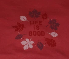XL NWT Women's Life is Good Foliage Circle Autumn Leaves Azalea LS Crusher Tee