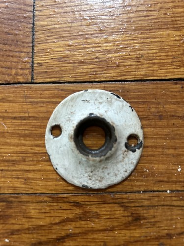 One 2" Antique Cast Iron Round Rosette Doorknob Escutcheons White And Black - Picture 2 of 4
