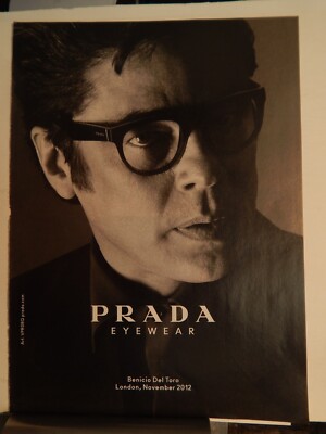 BENICIO DEL TORO FOR PRADA EYEWEAR FINE FASHIONS ORIG VTG 2013 ADVERTISEMENT