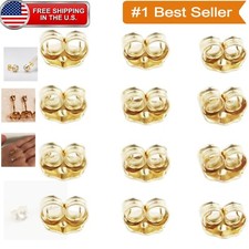 Luxurious 14K Gold Ear Locking Backs - Polished Finish for Stud Earrings