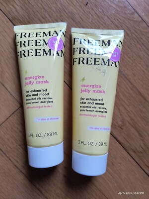 2 Pack Energize Jelly Face Mask Restore Yuzu Lemon NEW 3 oz Each Freeman Sealed 