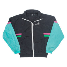 Sergio Tacchini Bomber Jacket Black Nylon Colourblock Womens M