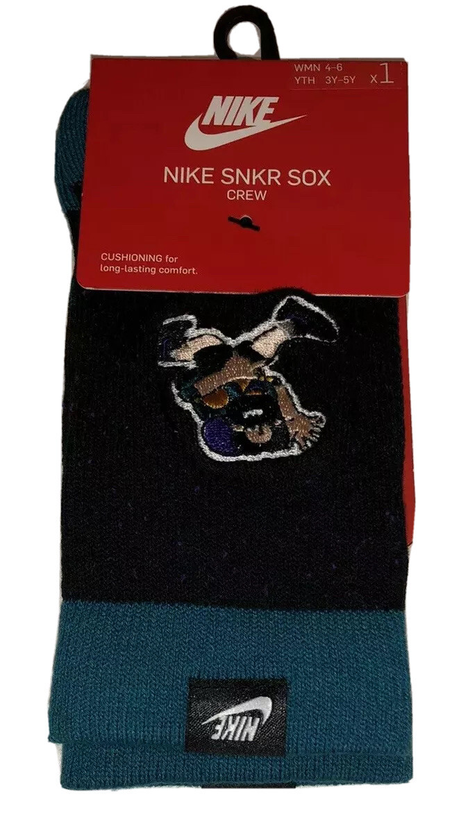 Nike SNKR Sox Crew Socks 1Pair Women 4-6 Youth 3Y-5Y Black Green Purple Hike ACG